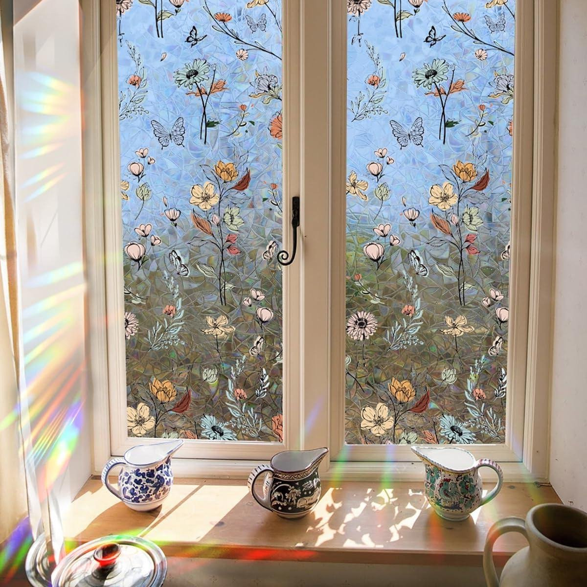 Raamfolie Decoratie met Regenboog Effect voor Privacy - Multicolor - 40 x 101,5 cm