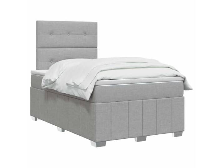 vidaXL LED Boxspringbett mit Matratze Hellgrau 120 x 190 cm Stoff Coole Beleuchtung für modernen Stil, Höhe anpassen für deinen Komfort, Verbesserung des Schlafs mit Bewegungsisolierung