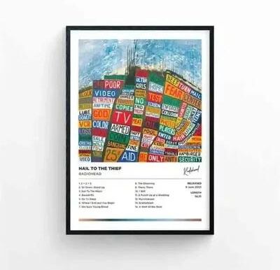 Inspired Finds Radiohead The Bends Retro Album Canvas Poster For Music Room & Home Wall Decor urban Collagecore 8.27x11.81in No Frame