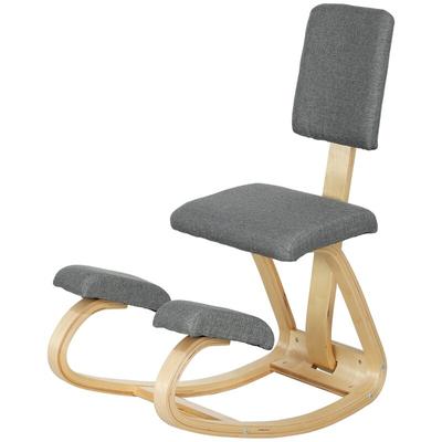 STILVORA Kniestuhl ergonomisch Grau 84x51x93 cm mit Rückenlehne Schaukelbewegung Birkenholzrahmen Polyesterbezug für Homeoffice Meditation