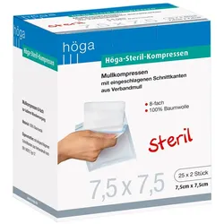 Höga-kompressen 7,5x7,5 cm steril 8fach 25X2 St