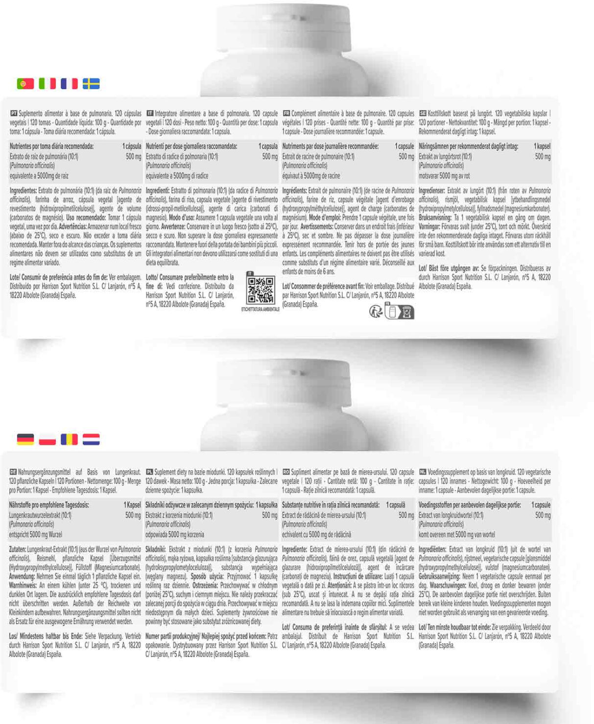 HSN Extrato de pulmonária (10:1) 500 mg - 120 cápsulas vegetais - Saúde respiratória - Cápsulas Vegetales - 120 Serviços