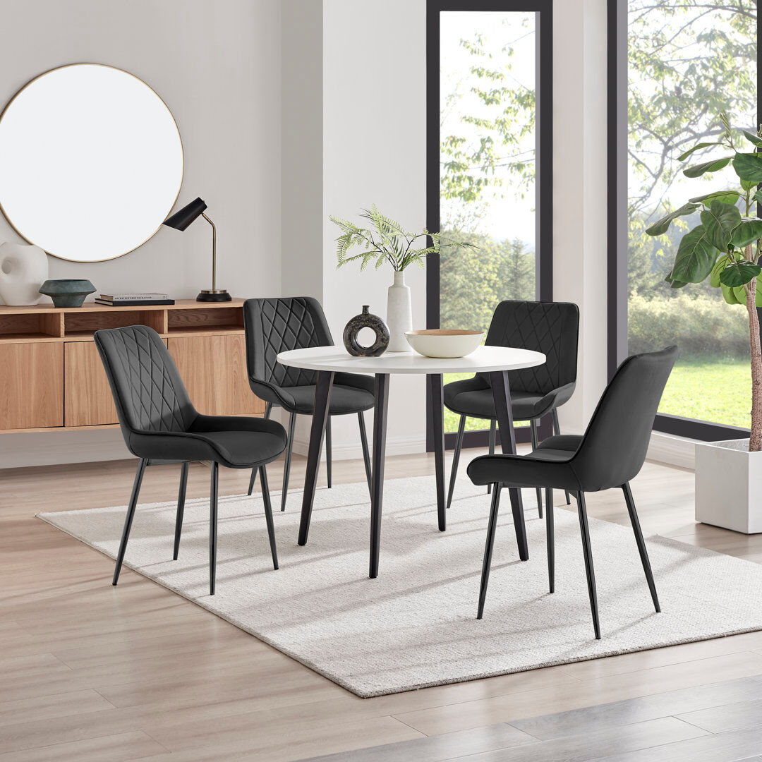 Canora Grey Betsab 4 - Person Dining Set White/Black/Black 4