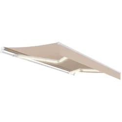 Wasabi - Rollmarkise für den Außenbereich 4x2,5 Sandbeige – LED-Lichter – UV-Sonnenschutz-Gewebe aus Polyester 280gr/m2 – Wandhalterung