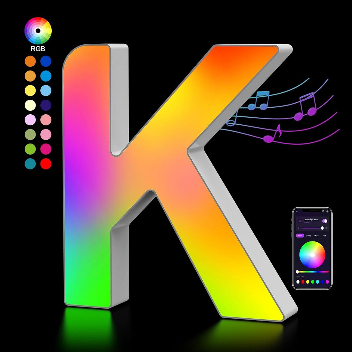 Decoratieve Lichtgevende Letter K voor Kinderkamer en Woonkamer