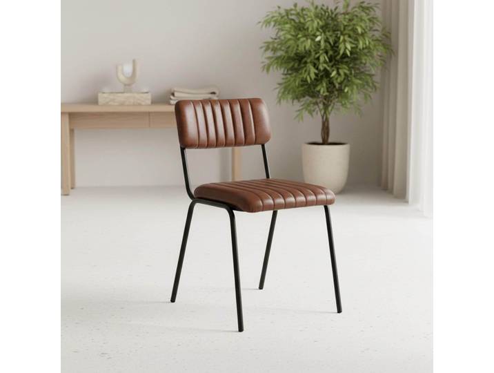 Chaise en métal et cuir naturel - Prati