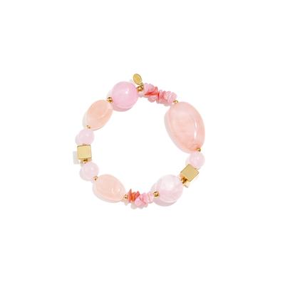 Perlenarmband ADELIA´S "Armband Perlenarmband aus Kunstharz, 17,5 cm", rosa, Armbänder, Damen, yehwang_17,5, Edelstahl, Perlenarmband, Mit großen, glänzenden Perlen