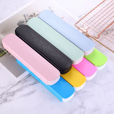 Inspire Curations EcoCarry Portable Cutlery Storage Box Wheat Straw Tableware Travel Case light Pink