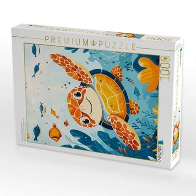 CALVENDO Puzzle Niedliche Schildkröte im Meer. | 1000 Teile Lege-Größe 64x48cm Foto-Puzzle für glückliche Stunden