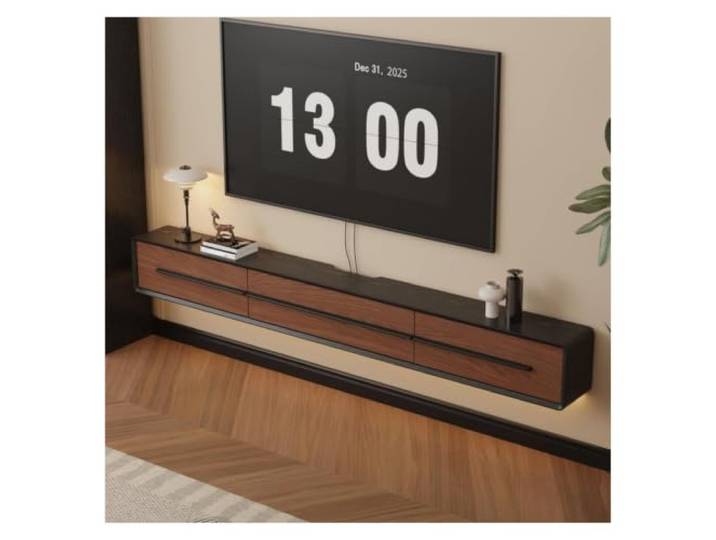ROSEEONNE Schwimmender TV-Ständer zur Wandmontage, Unterhaltung Flotante para Tv Moderne schwebende Regale for die Wand unter Fernsehern im Wohnzimmer