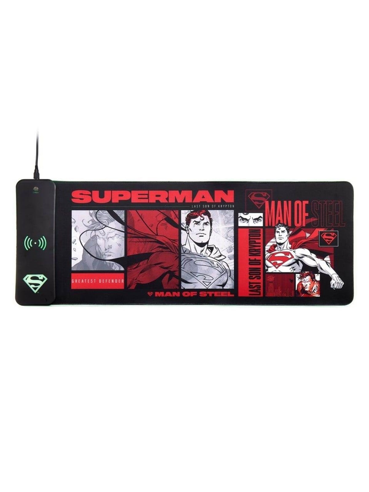Numskull DC Comics Superman XL RGB Gaming Mat with 15W Wireless Charger