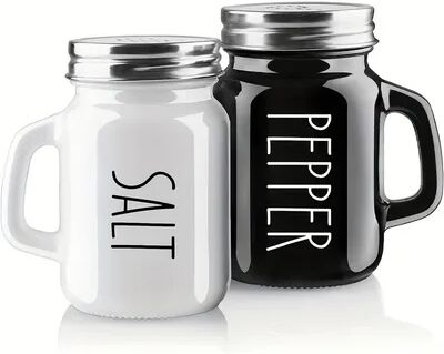 Quick Pick Pro Classic Black & White Glass Salt And Pepper Shaker Set Vintage Tabletop Seasoning Duo 1 Set