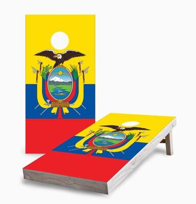 Skip's Garage Ecuadorian Flag Corn Hole Board Set