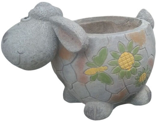 TrendLine Dekofigur Pflanztopf Schaf 33,5 x 23 cm grau gelb grün