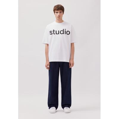 T-Shirt STUDIO SEIDENSTICKER "Studio", Herren, Gr. XL, weiß, 100% Baumwolle, unifarben, oversize, Rundhals, Shirts T-Shirt, 1/2 Rundhals