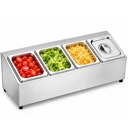 Relaxdays Gastro Zutatenbehälter Edelstahl Schwarz,Silber
