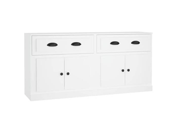 Fisinber 2er Set Sideboard Weiß 70x35,5x67,5 cm Holzwerkstoff Kommode Elegantes 2er-Set Beistellschränke für Wohnzimmer und Flur mit viel Stauraum und robuster Ablagefläche in Mattweiß.
