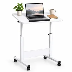 Relaxdays Laptoptisch höhenverstellbar mit Rollen Weiß,Schwarz
