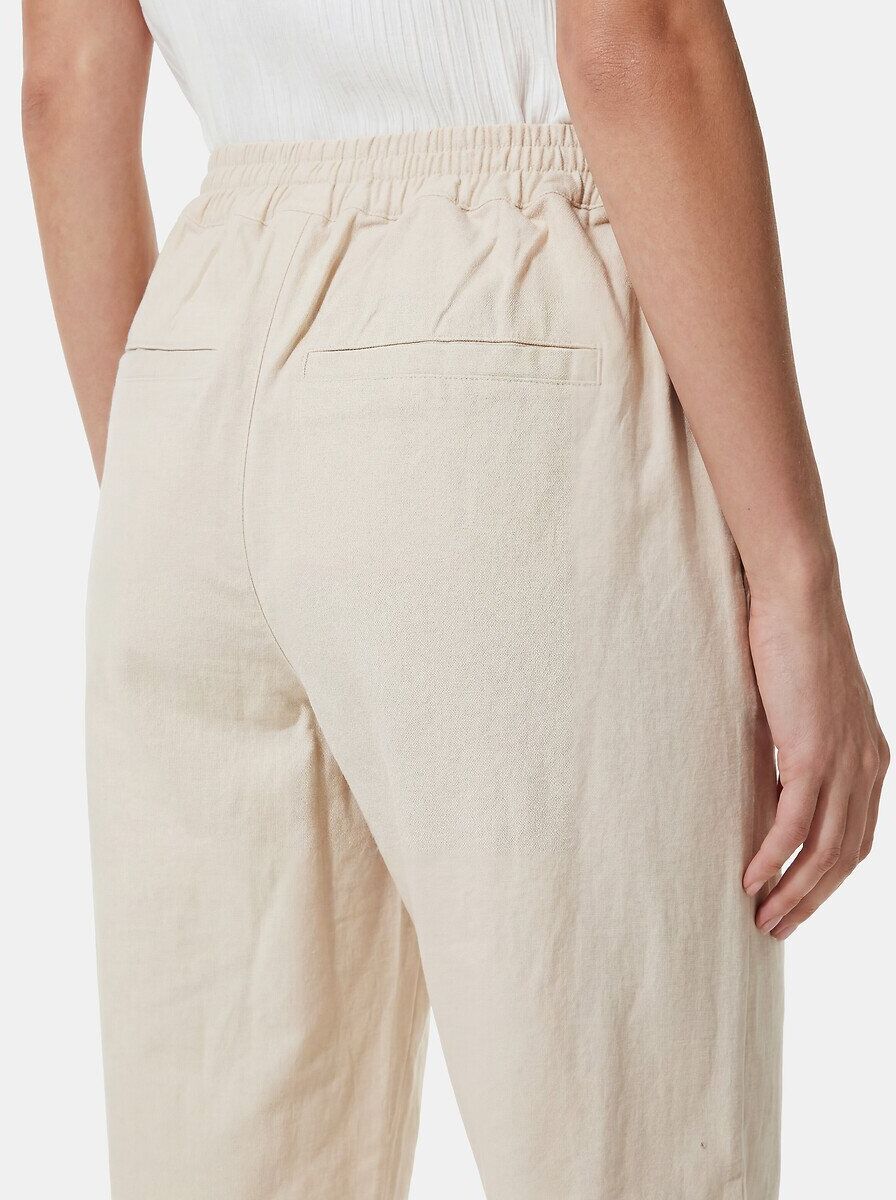 PIECES Pantalon droit frangé, taille haute