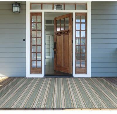 Dream Decor Rugs Samantha Sand Stripe Indoor Outdoor Area Rug