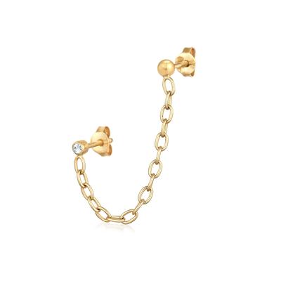Paar Ohrstecker ELLI "Kette Piercing 925 Silber, mit Kristallen von Swarovski", gold, Ohrringe, Damen, onesize,mit Steinen, Silber 925 (Sterlingsilber)
