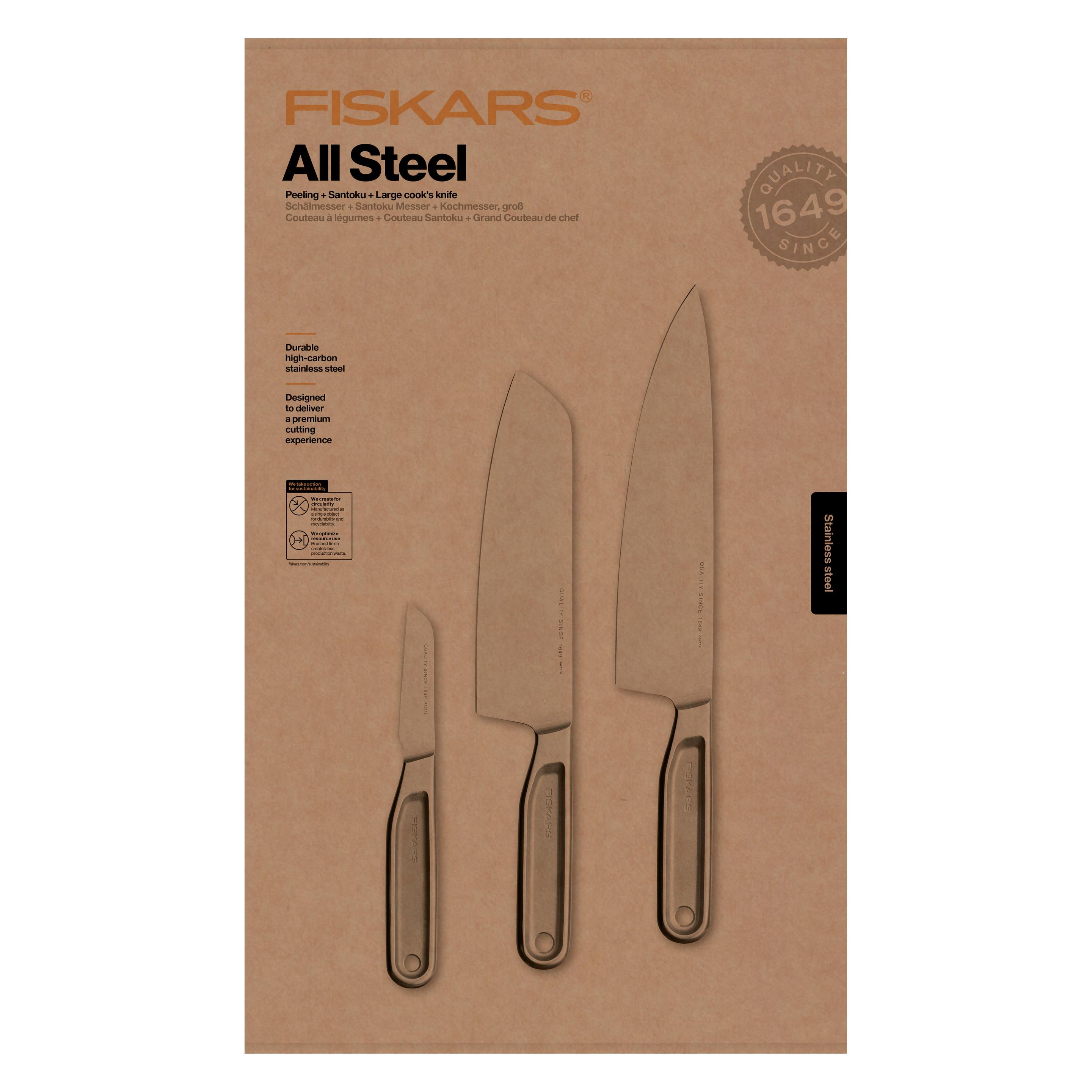 Fiskars All Steel Cook's knife set -kokinveitsisetti, kolmiosainen (1065055)