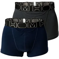HOM Herren Boxer Shorts, 2er Pack - HOM Boxerlines #2, Baumwolle Blau/Grau / L