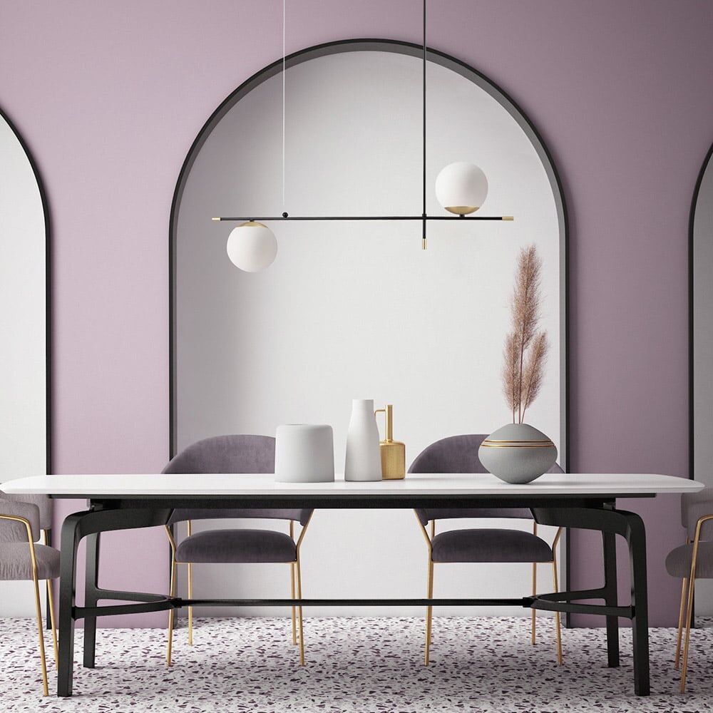 Maytoni Lámpara colgante 2 luces horizontal negro con esferas de cristal