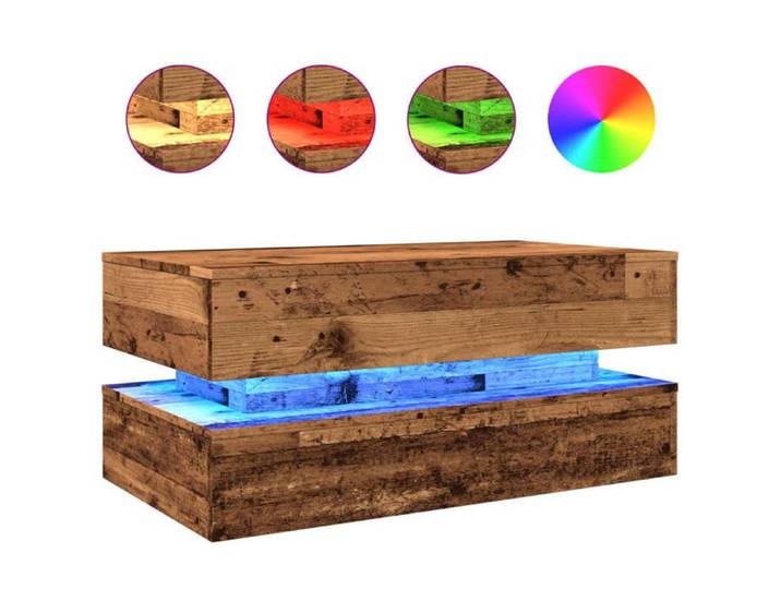 Table de salon Bois - Armoire basse Table basse avec lumières LED vieux bois 90x50x40 cm@EU29294960