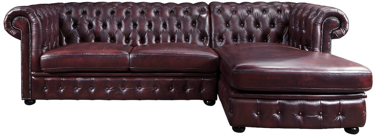 Chesterfield BRENTON Hoekbank van 100% buffelleer - Kersenrood - Hoek rechts