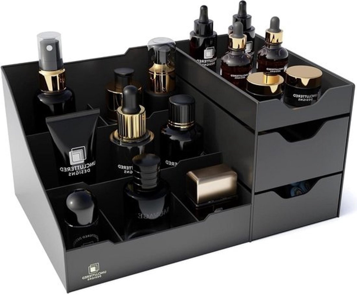 Make-up Organizer met twee laden - Zwart
