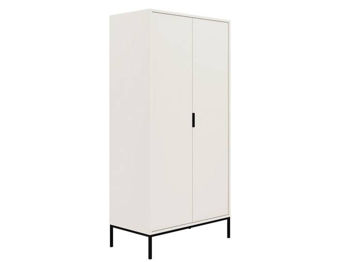 Petits-meubles Schrank 2 Türen Seattle Weiß, 100x205.4x55 cm, Schlafzimmer, Kleiderschränke
