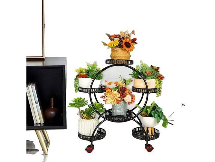 Support de Plantes Multi-Couches Étagère à Pots de Fleurs noir