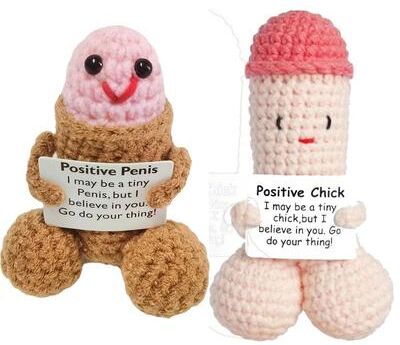 Inspire Select Funny Crochet Emotional Support Doll Positive Desk Ornament Gift For Boyfriend, Husband & Friends ab 2 Pcs