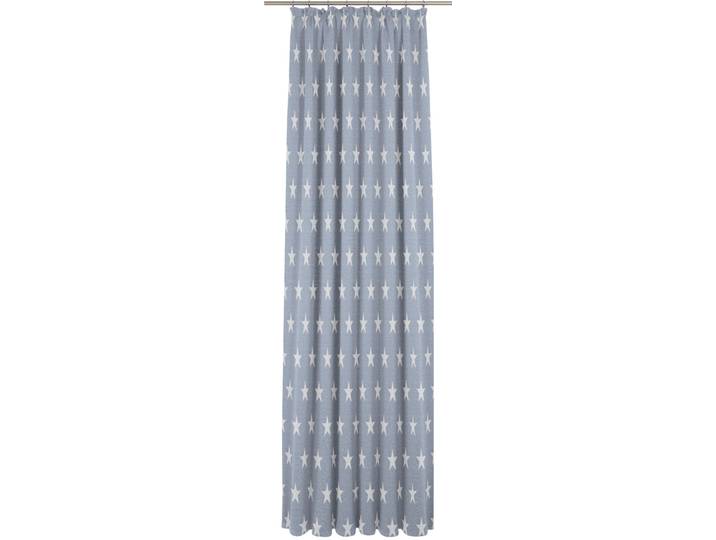 Vorhang WIRTH Crayon Gr. 5, blau, B:135cm H:245cm, Jacquard, Baumwolle, Polyester, Gardinen, Vorhang