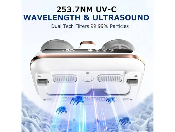 Matelas Lit Aspirateur Sans Fil Portable Déterminer 16Kpa injuste Aspiration UV-C Lumière et Ultrasons pour Drap Canapé Livres