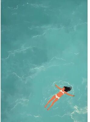 Inspired Finds Nordic Summer Pool Party Girl Canvas Wall Art For Coastal Living Room Decor the Solitary Float 7.9x11.8in Frame