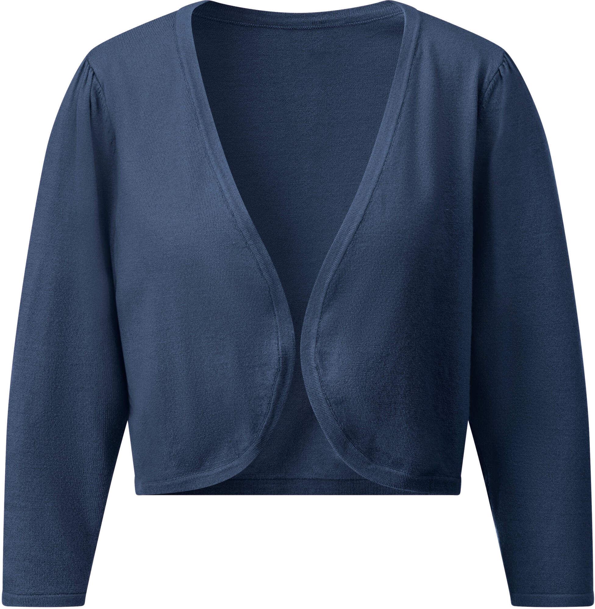 Bolero WITT "Bolero Bolero mit 3/4-Ärmeln", Damen, Gr. 42, dunkelblau, Elegant, V-Ausschnitt, Strickjacken Bolero