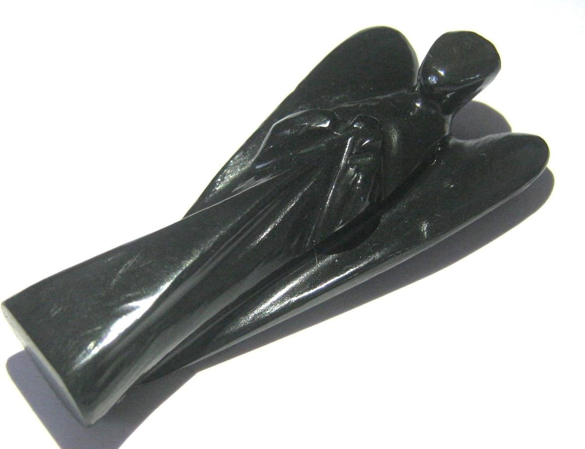 Toermalijn Engel - Handgesneden Edelsteen Decoratie - Zwart - 2 inch