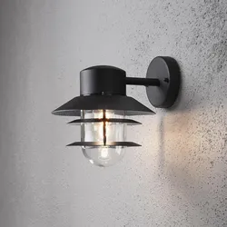 Konstsmide Außen-Wandleuchte MODENA DOWN, E27 max. 60W, Schwarz, Aluminium / Klarglas KON-7310-750