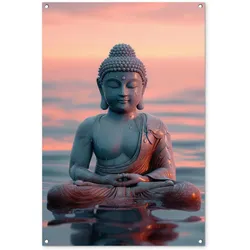 GARTENPOSTER Buddha - Statue - Buddha - Wasser - Kunst - Buddha Outdoor Bilder 80x120 cm