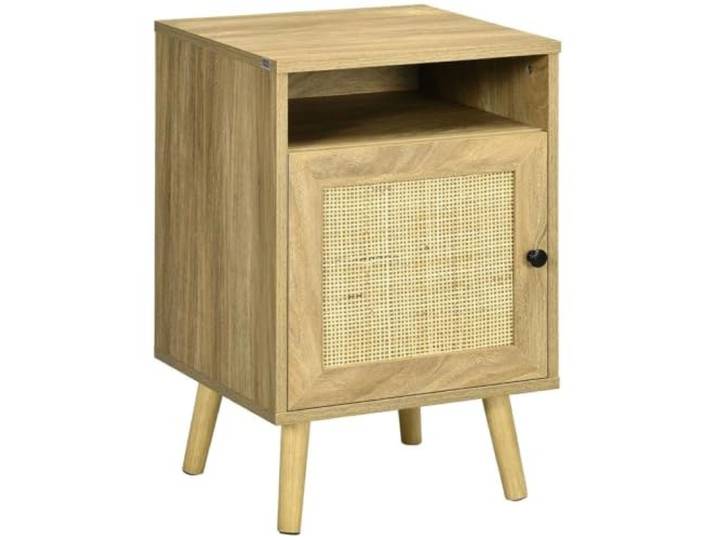 Nachttisch Mit Rattanelement Beistelltisch mit Regal und Schrank