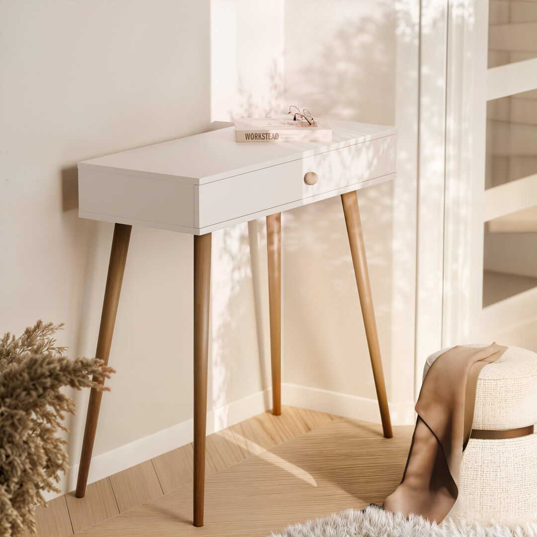 Norden Home 90cm Console Table WHITE/WHITE/WHITE 80cm H X 90cm W X 39cm D