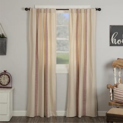 VHC Brands Market Place Red Grain Sack Stripe Panel Set of 2