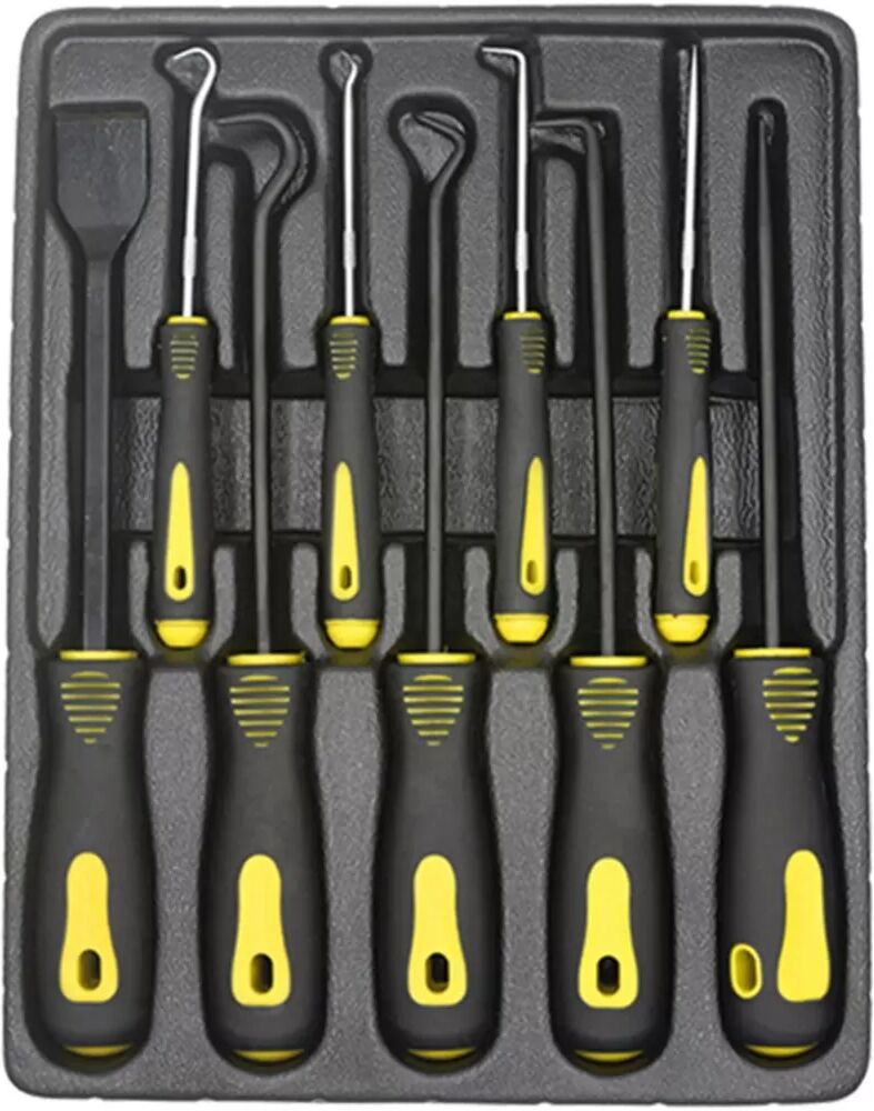 INF Kit de 9 crochets pour joints d'huile : extracteur de joints toriques, extracteur de joints et décapant de joints Jaune