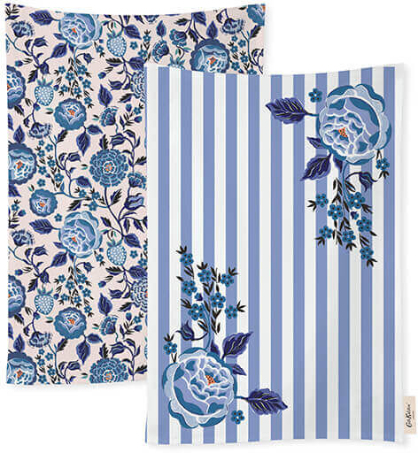 Cath Kidston Strawberry Garden Blue Set of 2 Tea Towels