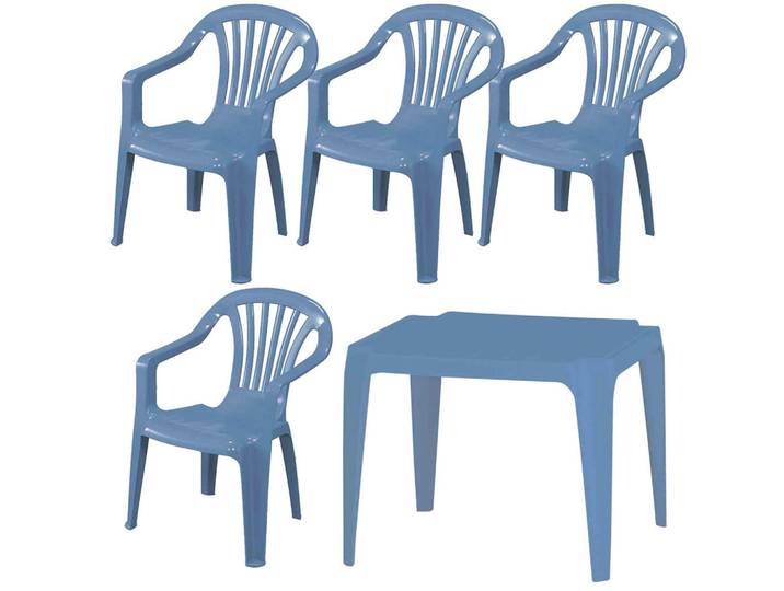 Gardenson Kinder-Gartenset, Hellblau, Kunststoff, 5-teilig, 37x61x38 cm, Stühle stapelbar, Freizeit & Co, Gartenspielzeug