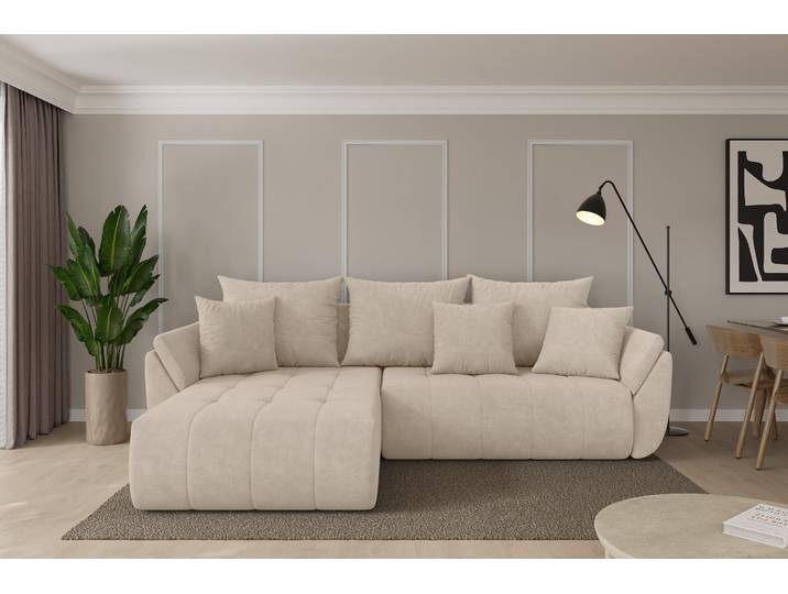 ALTDECOR Ecksofa mit Schlaffunktion und Bettkasten - TOKO-L - 277x194x86 - Beige - Corner Sofa Eckcouch Couch L-Form, links/rechts angeordnet, Schlafcouch Ausziehbar Wohnlandschaft