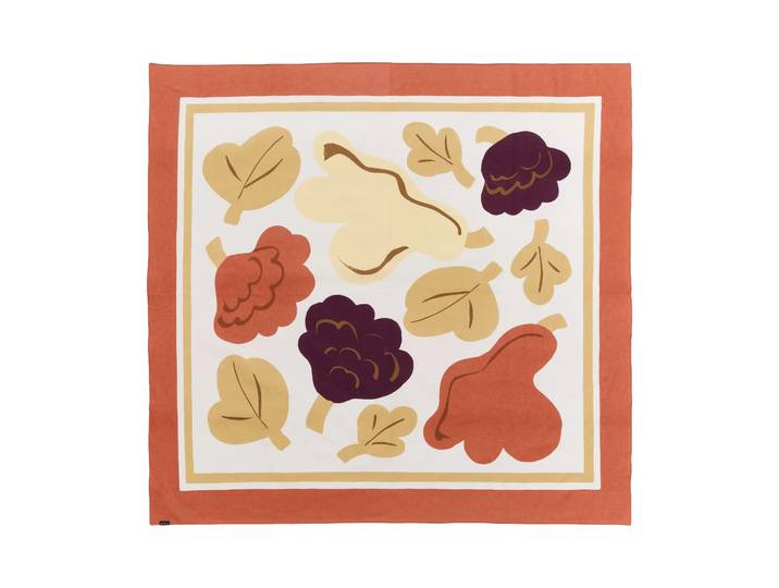 Marimekko Kukasta Kukkaan bougie White-terrac-ochre-plum, 140x140 cm