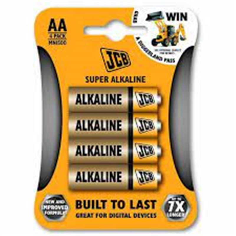 JCB LR06/AA Super Alkaline Batterij, 4 stuks per blisterverpakking